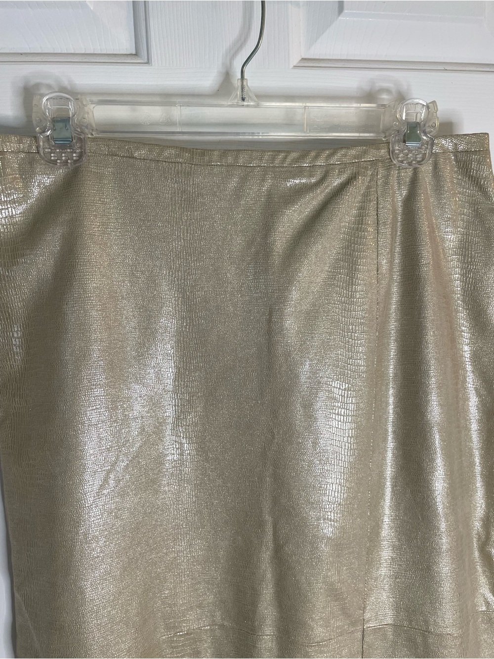 Linda Allard Ellen Tracy Gold Snake Skin Print Leather Pencil Skirt Size 8 - Picture 5 of 8